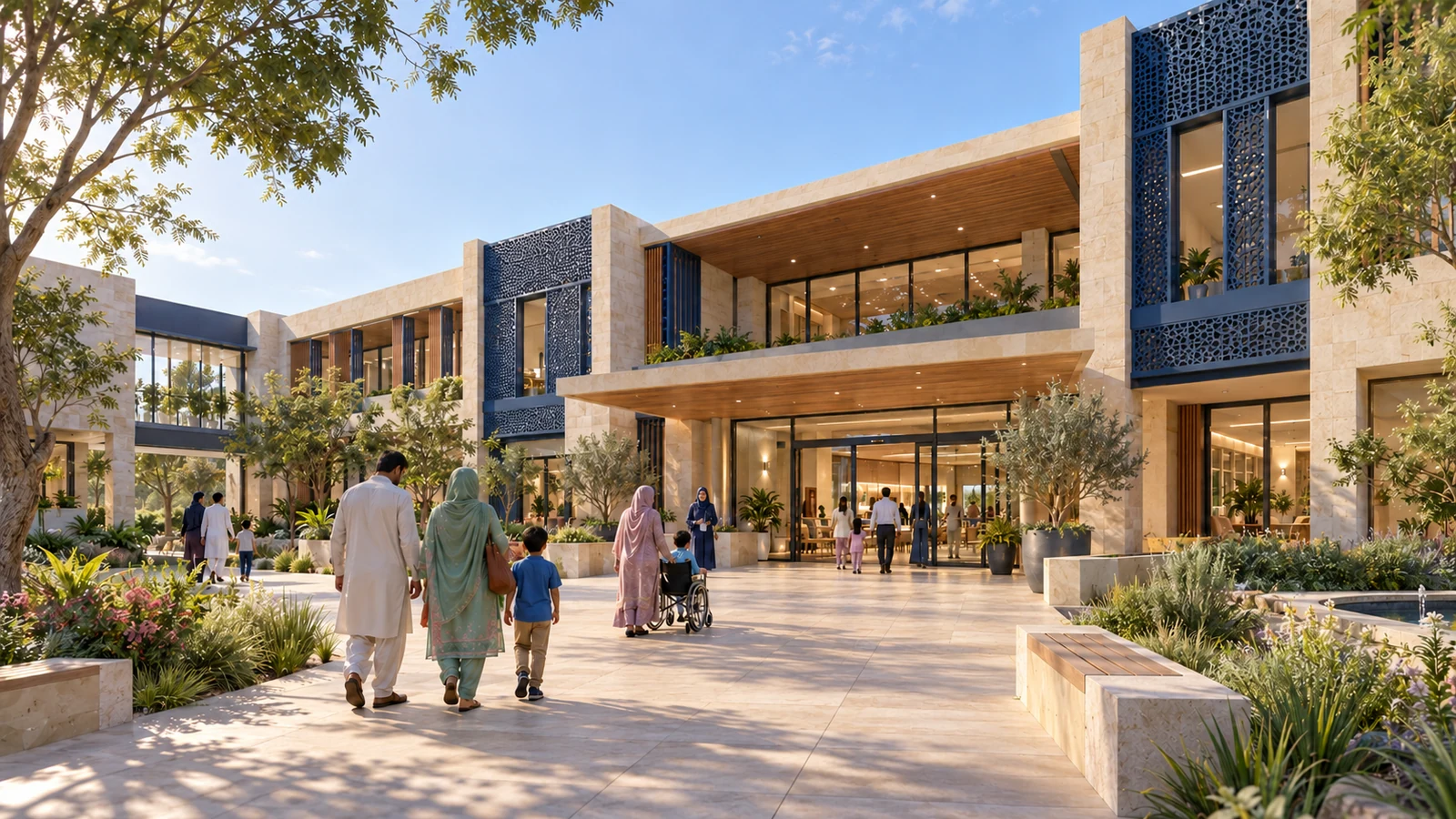 Campus entrance & welcoming facade — proposed campus concept