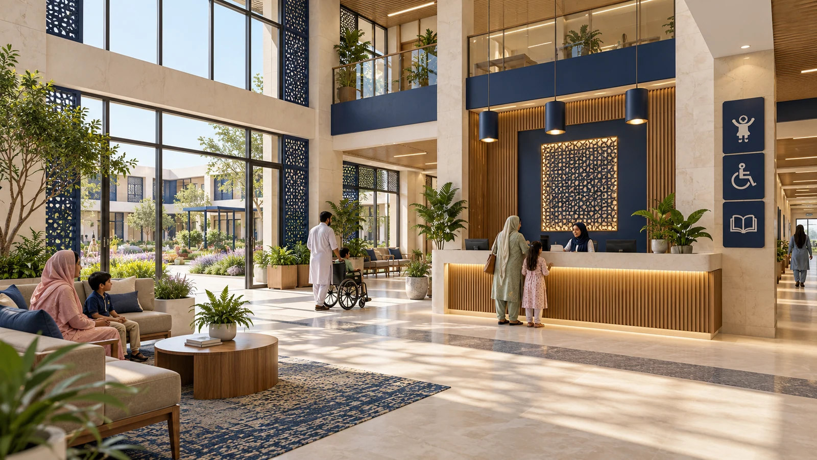 Family-friendly reception & navigation — proposed campus concept