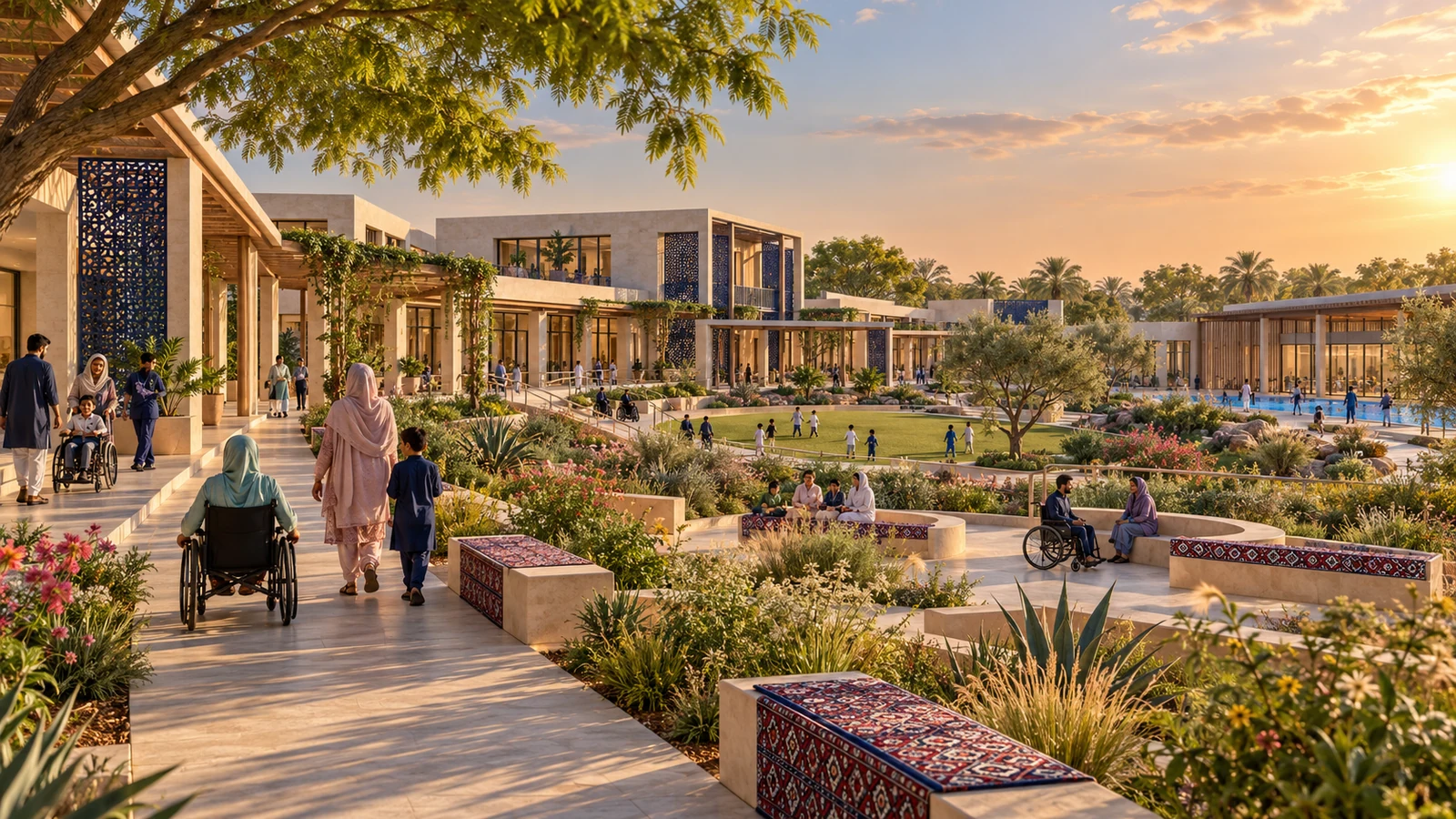 Connected campus vision from the garden promenade — proposed campus concept