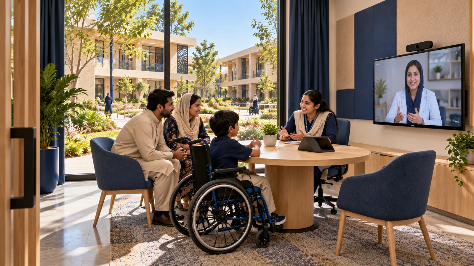 Family teleconsultation & remote support room — proposed campus concept