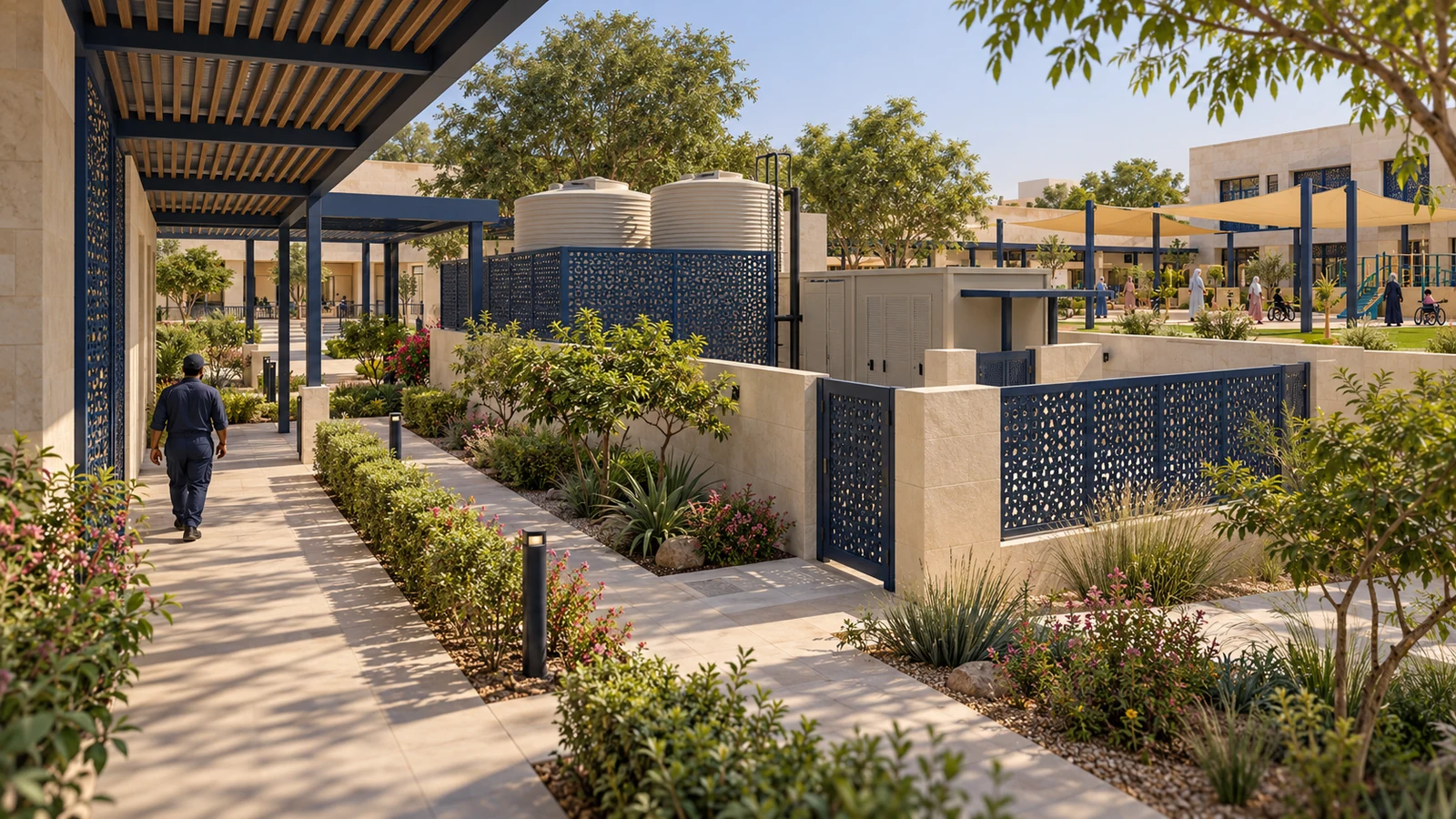 Water supply & hygiene-services court — proposed campus concept