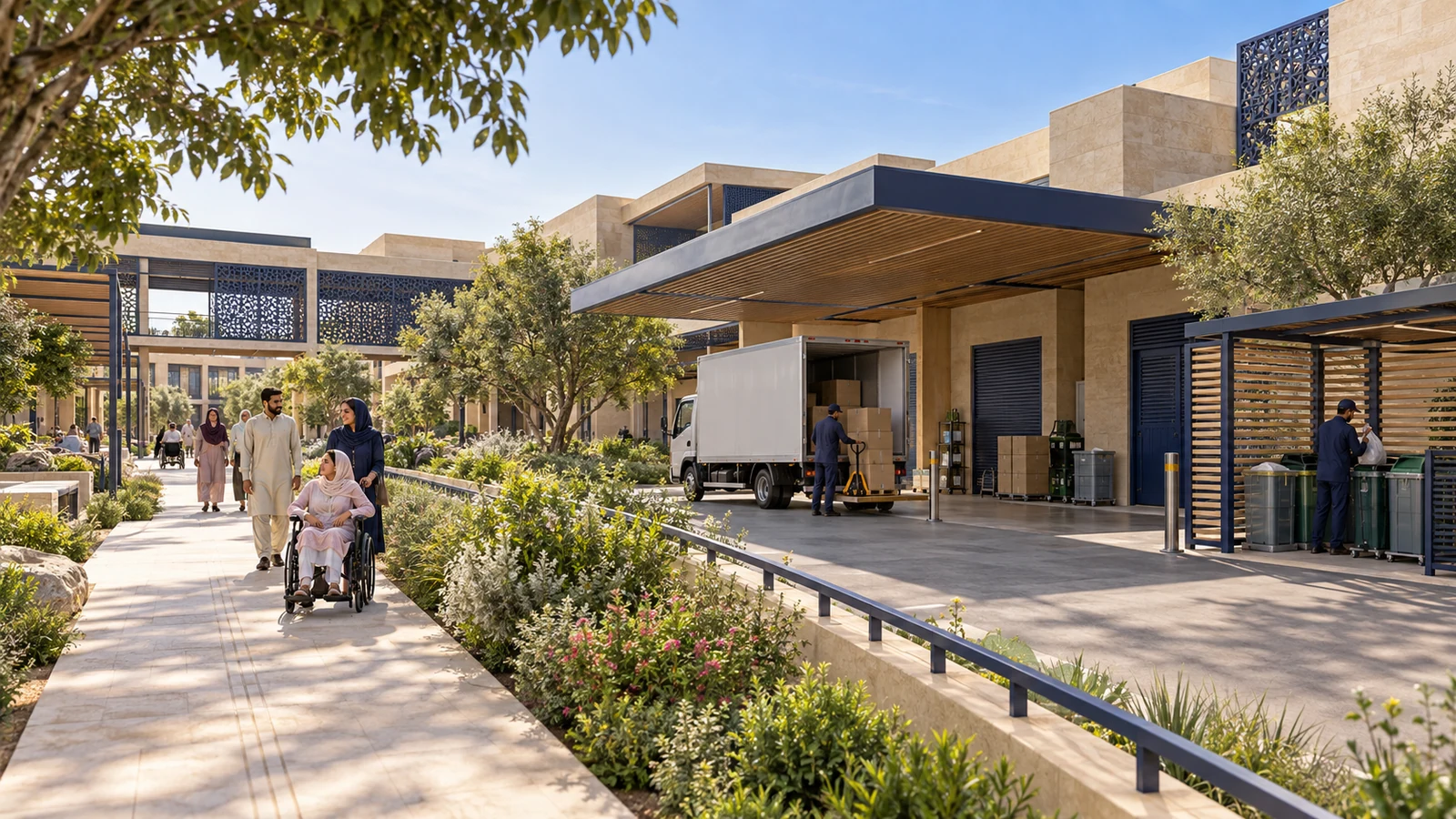 Separate delivery & maintenance courtyard — proposed campus concept
